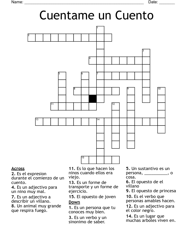 Cuentame un Cuento Crossword