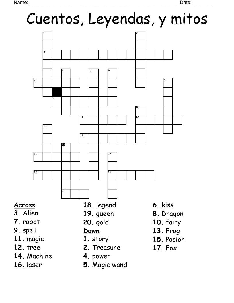 Cuentos, Leyendas, y mitos  Crossword
