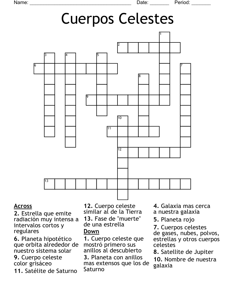 Cuerpos Celestes Crossword