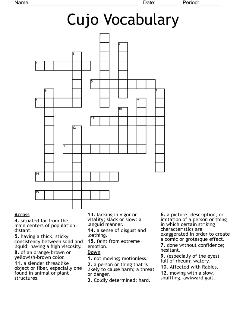 Cujo Vocabulary Crossword