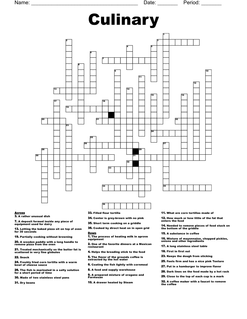 Culinary Crossword