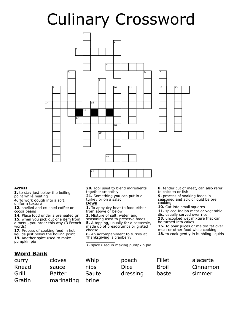 Culinary Crossword