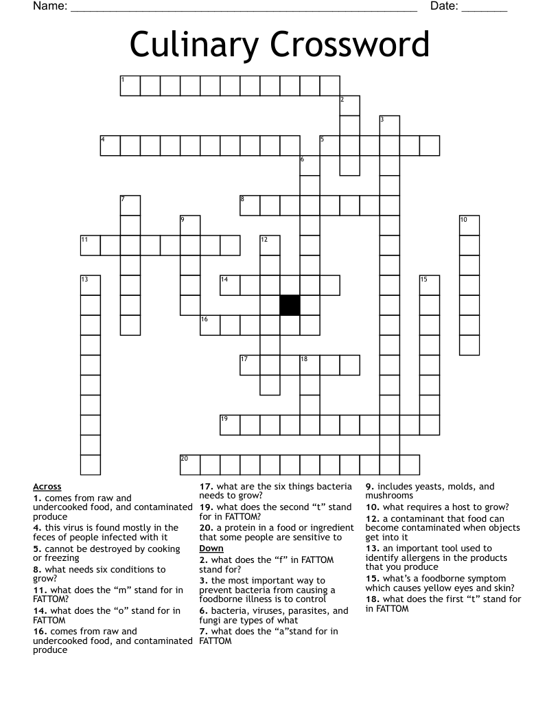 Culinary Crossword