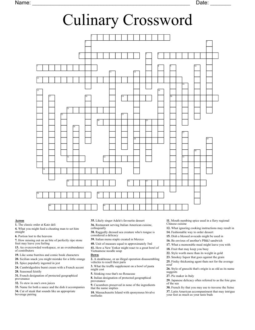Culinary Crossword