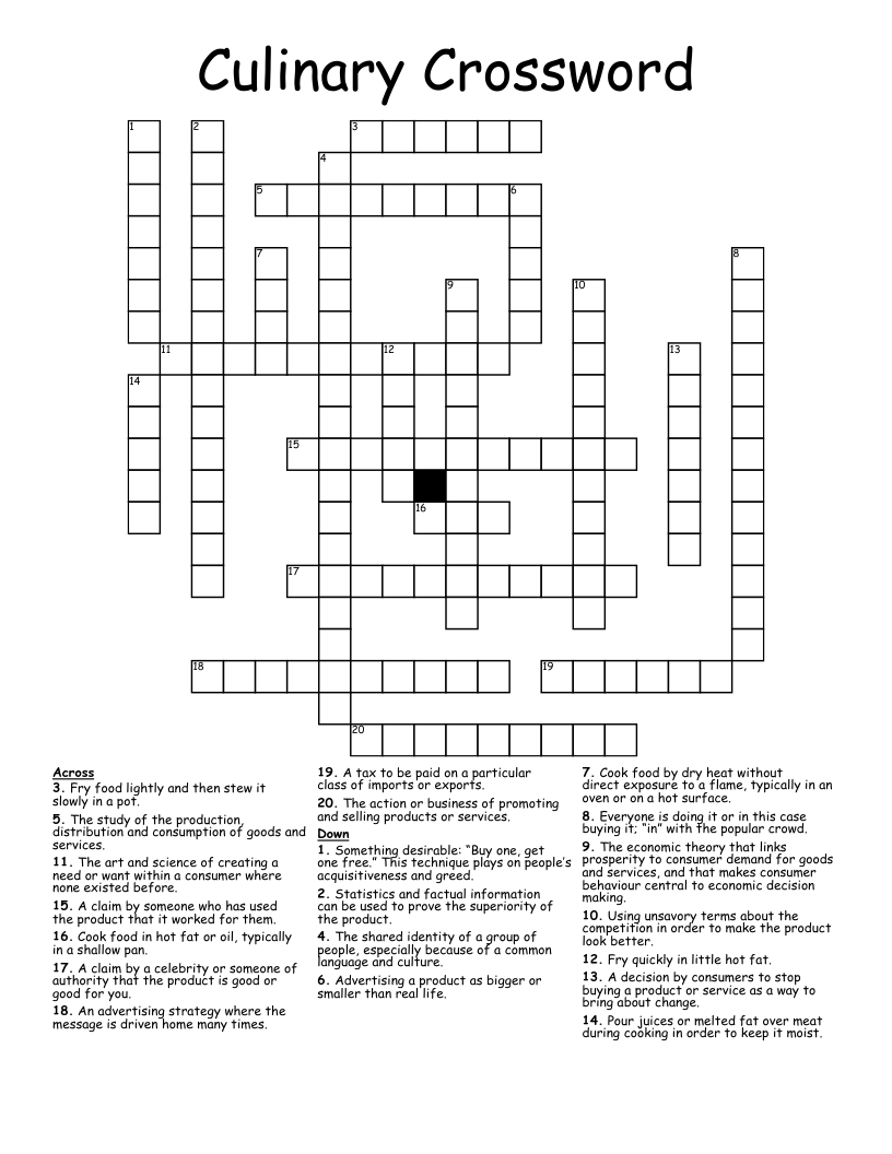 Culinary Crossword