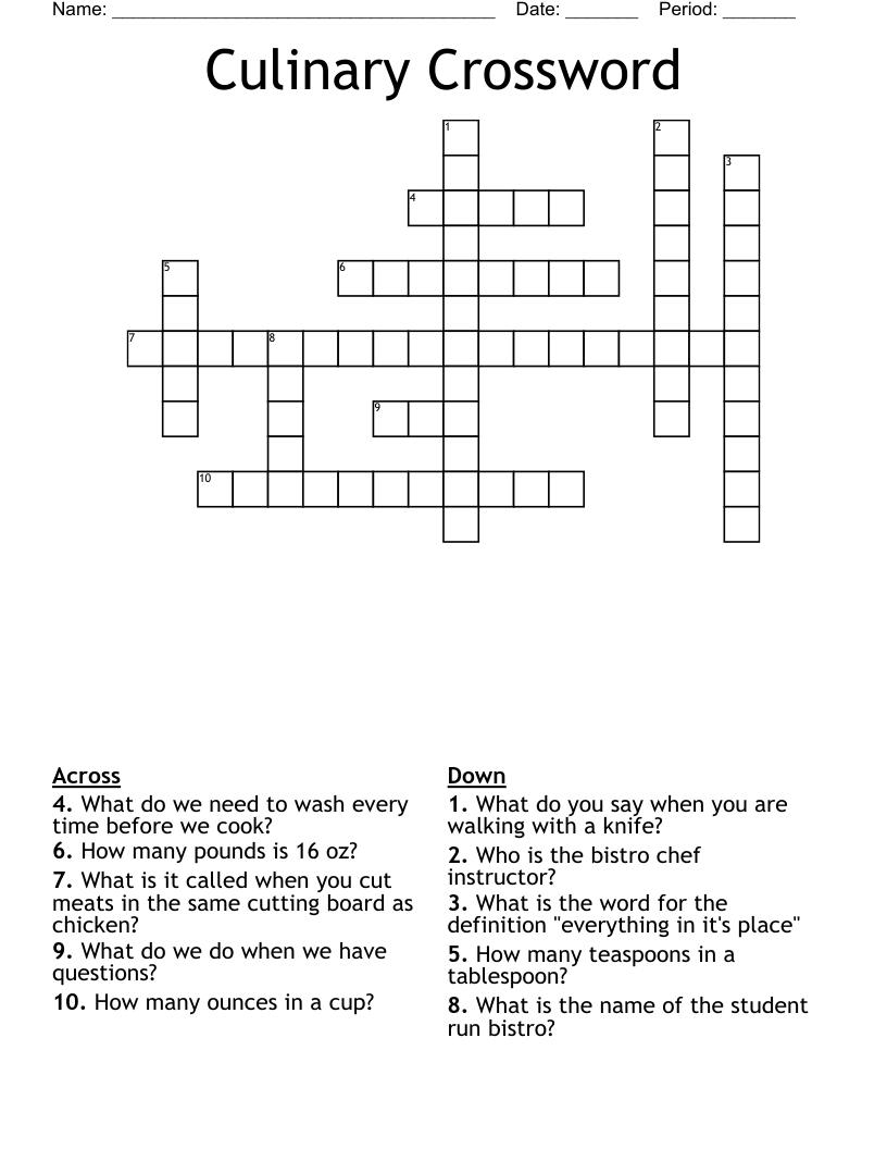 Culinary Crossword