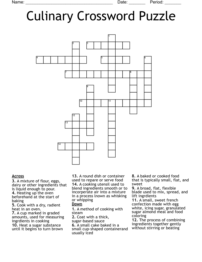 Culinary Crossword Puzzle