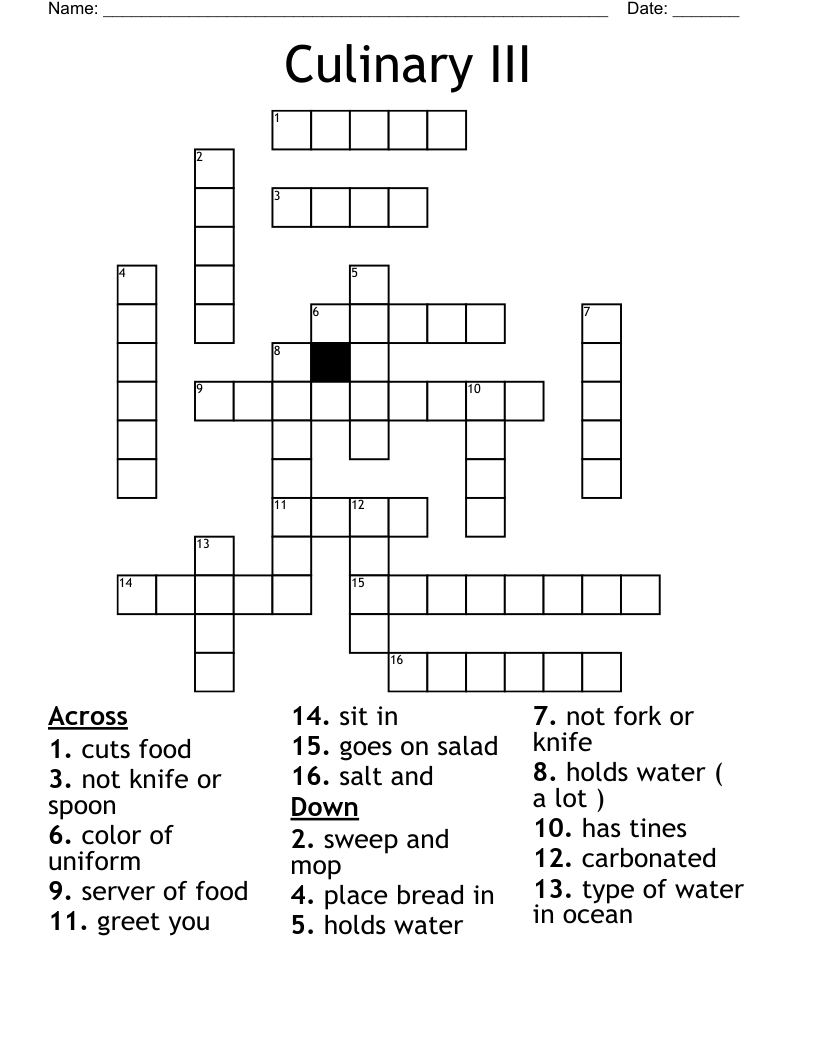 Culinary III Crossword