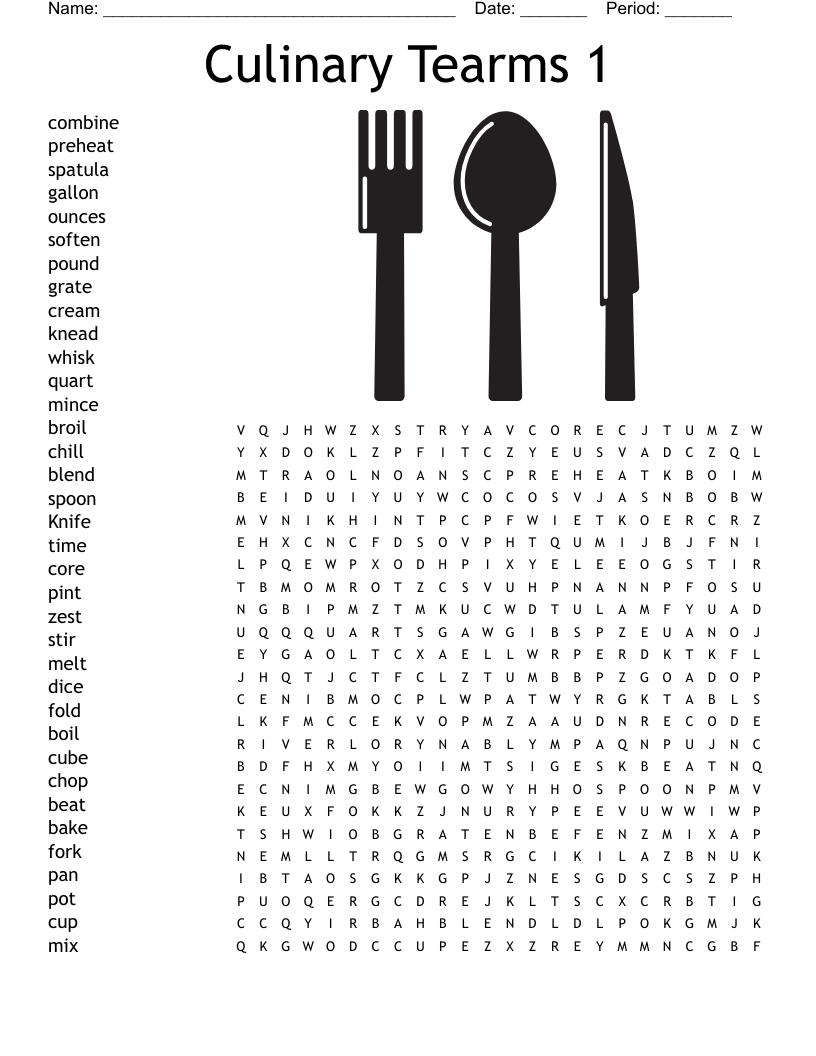 Culinary Tearms 1 Word Search