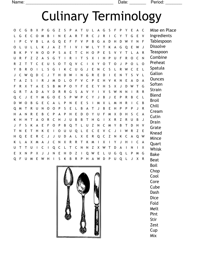 Culinary Terminology Word Search