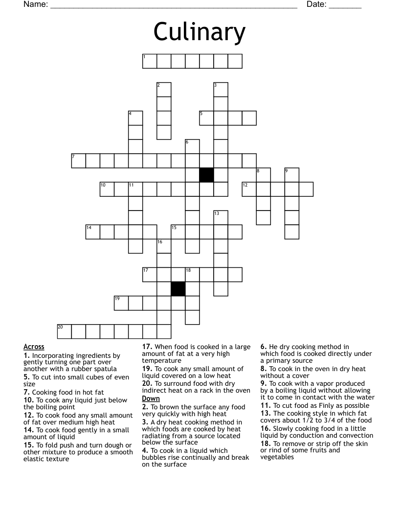 Culinary  Crossword