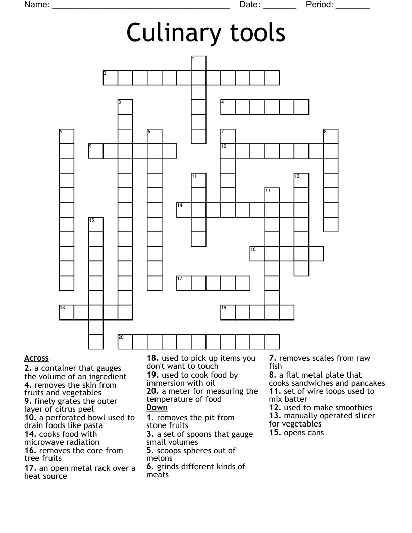 Culinary tools Crossword