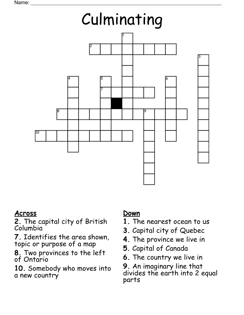 Culminating  Crossword