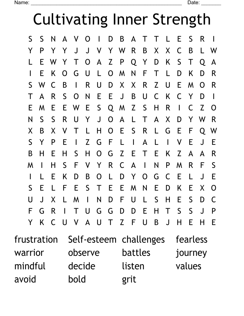 Cultivating Inner Strength Word Search