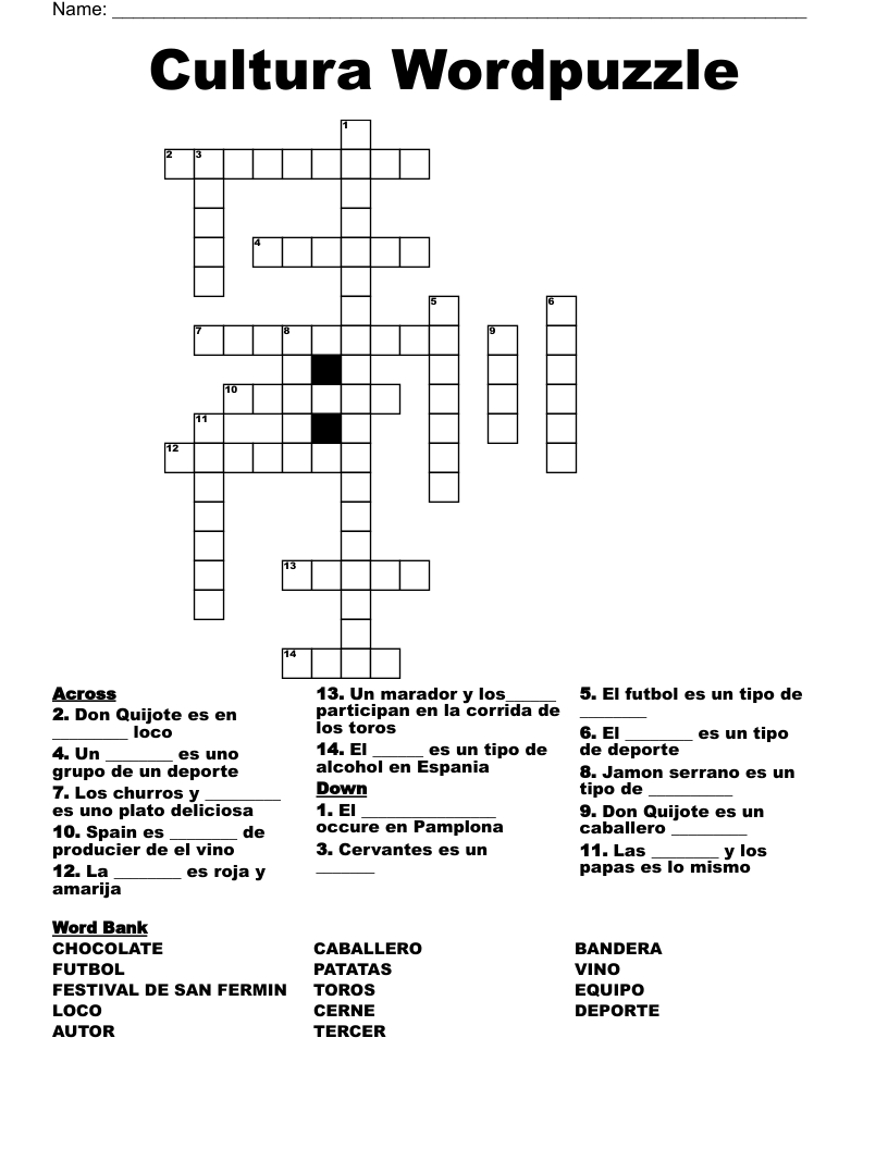 Cultura Wordpuzzle Crossword