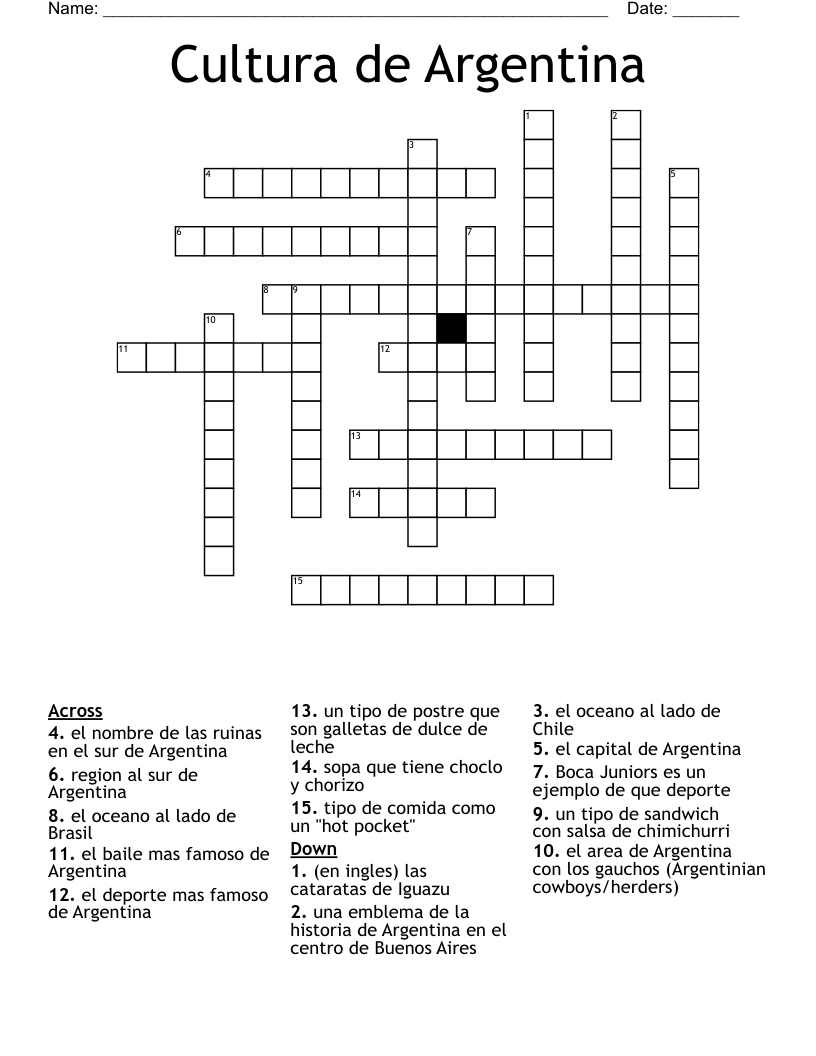 Cultura de Argentina Crossword