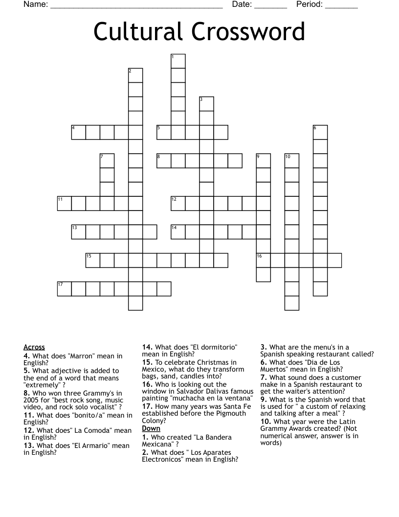 Cultural Crossword