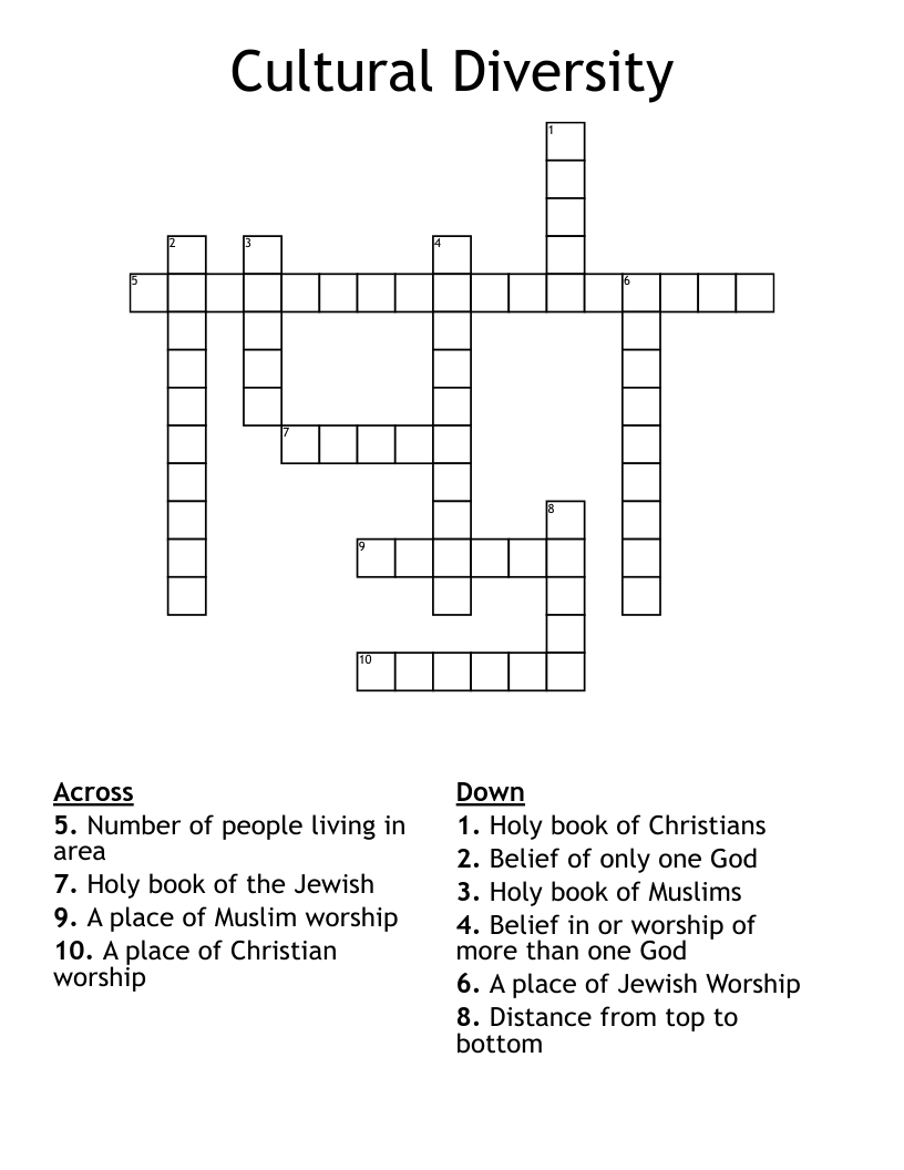 Cultural Diversity  Crossword