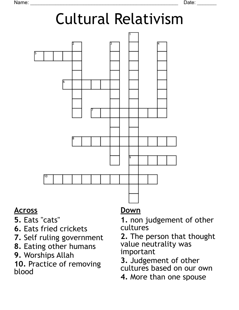 Cultural Relativism  Crossword