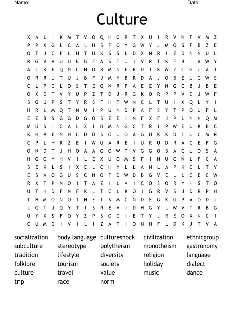 Culture Word Search