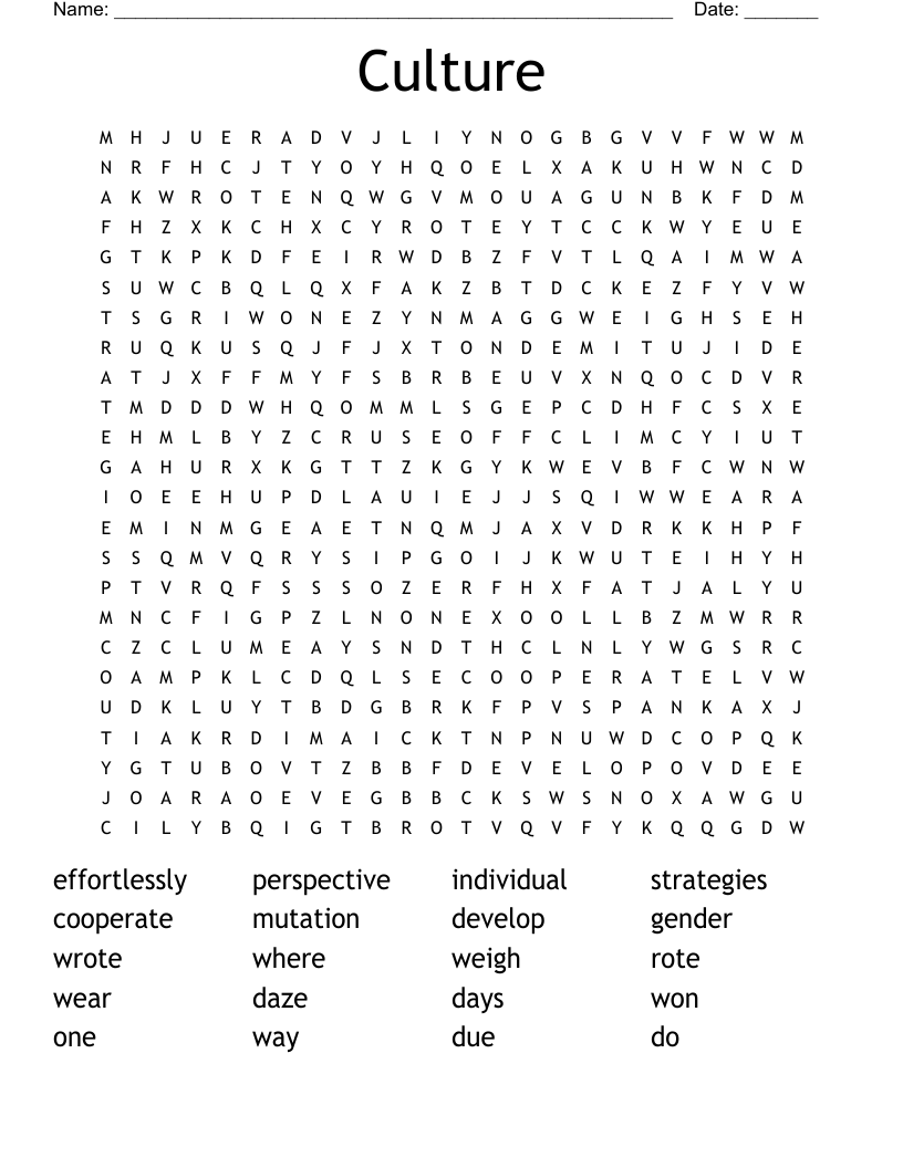 Culture Word Search