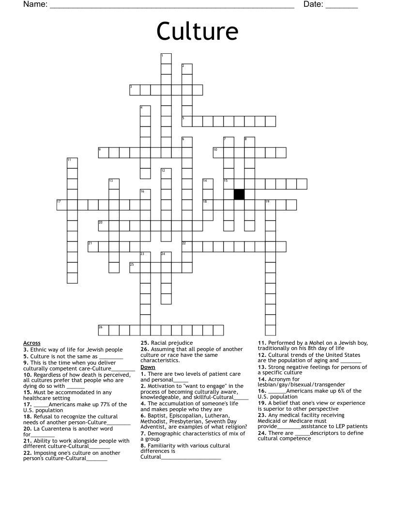 Culture Crossword