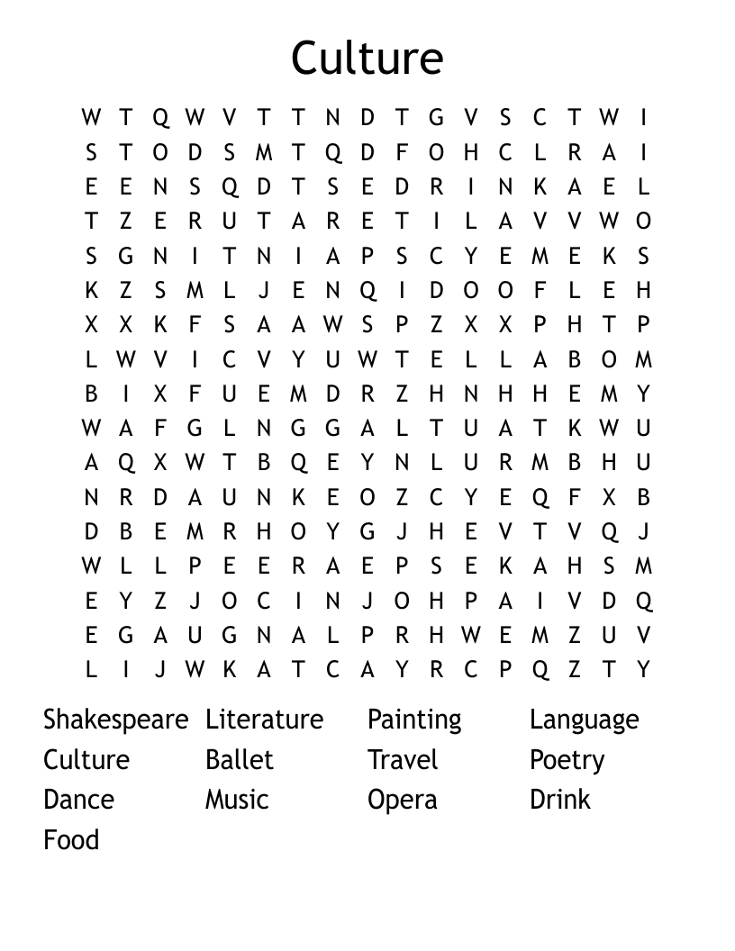 Culture Word Search
