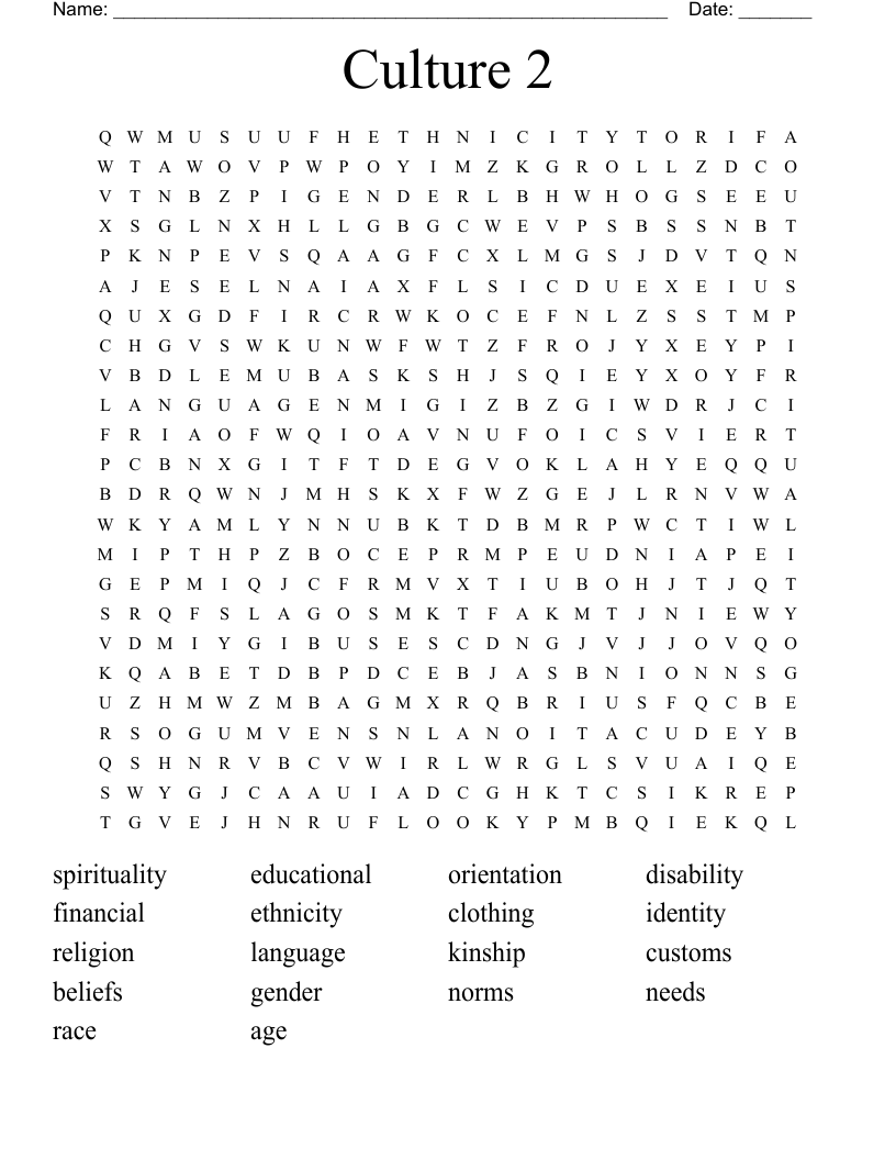 Culture 2 Word Search