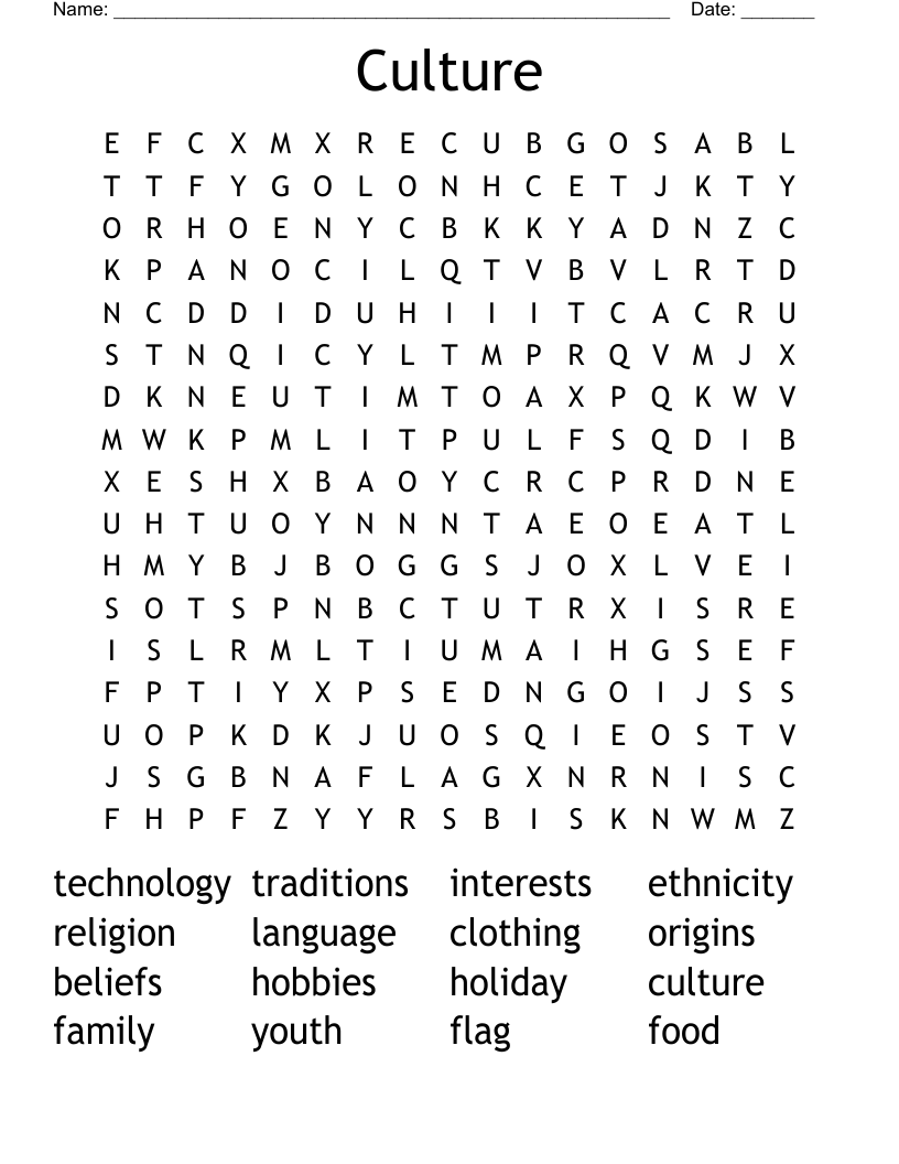 Culture Word Search