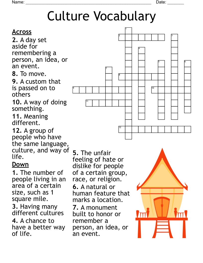 Culture Vocabulary Crossword