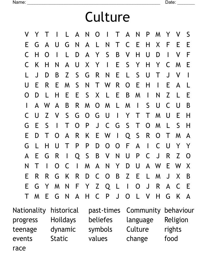 Culture  Word Search