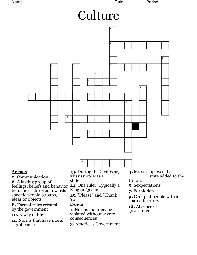 Culture  Crossword