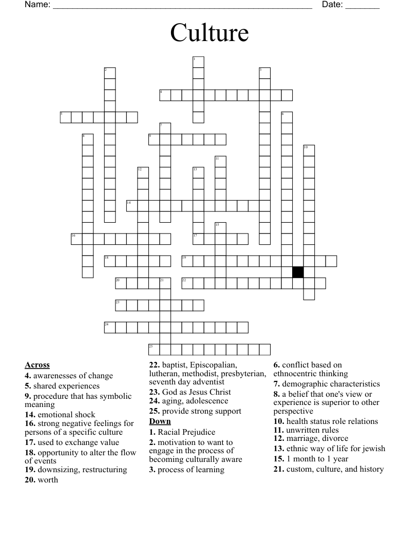 Culture  Crossword