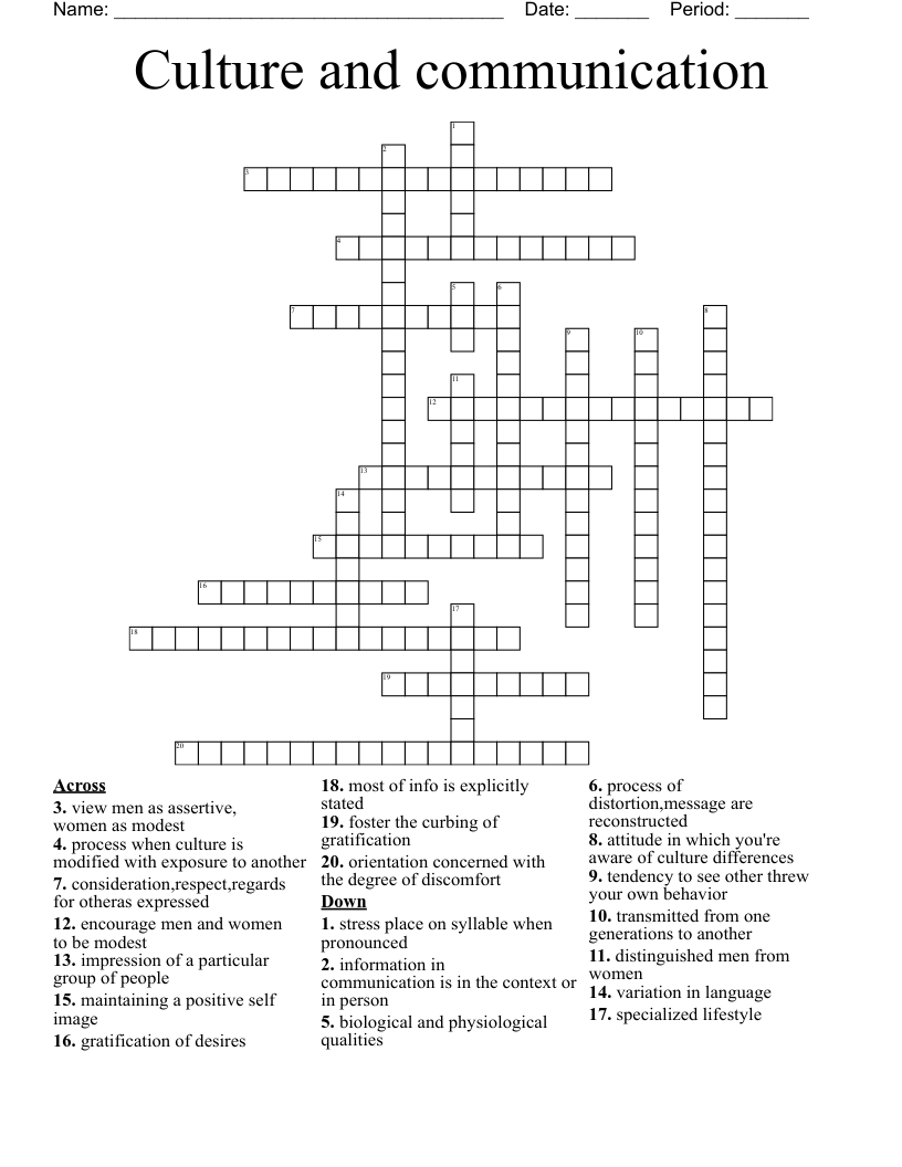 Culture and communication Crossword