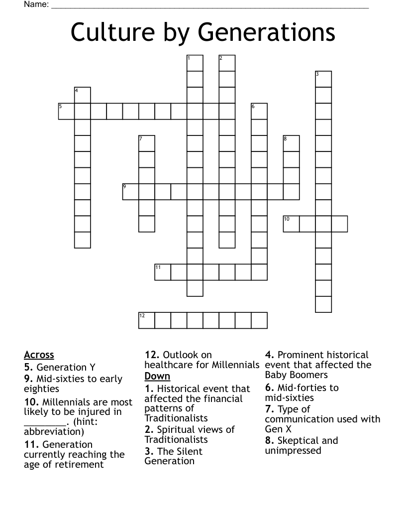 Culture by Generations Crossword
