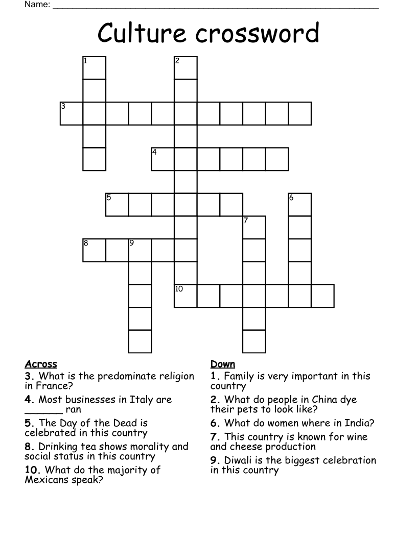 Culture crossword