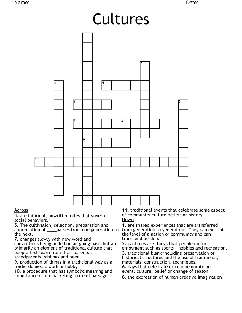 Cultures Crossword