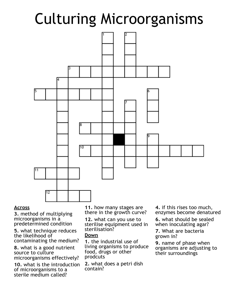 Culturing Microorganisms  Crossword