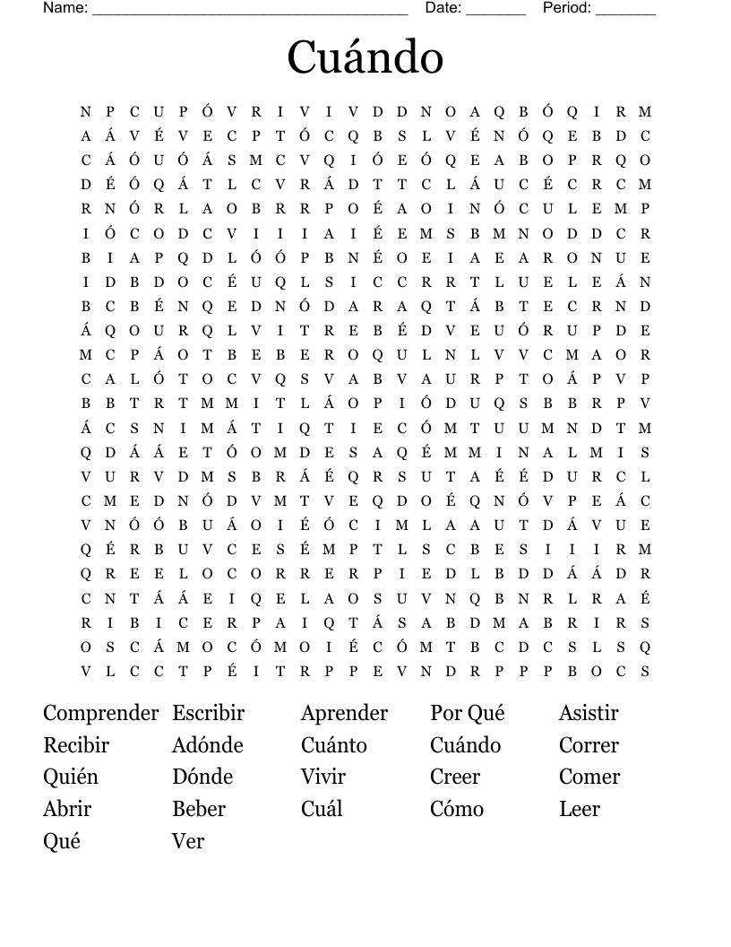 Cuándo  Word Search