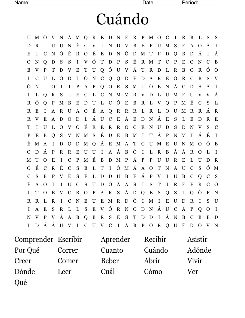 Cuándo  Word Search