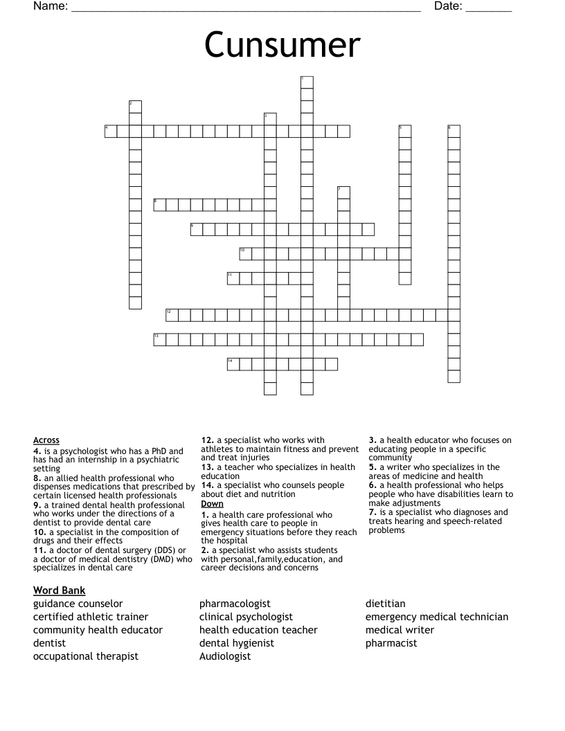 Cunsumer  Crossword