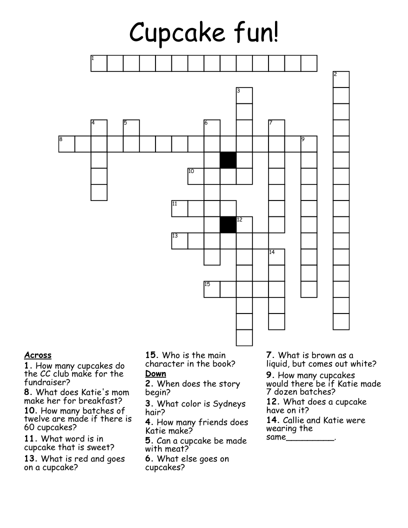 Cupcake fun! Crossword