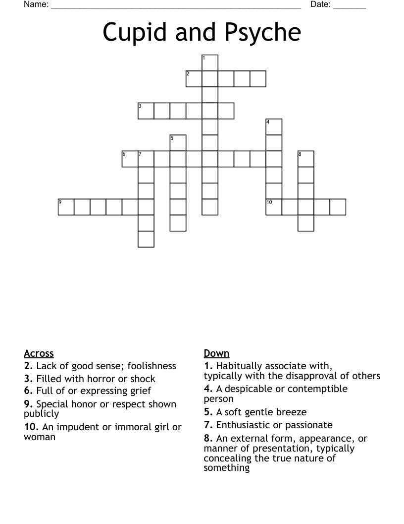 Cupid and Psyche Crossword