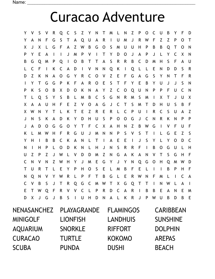 Curacao Adventure Word Search