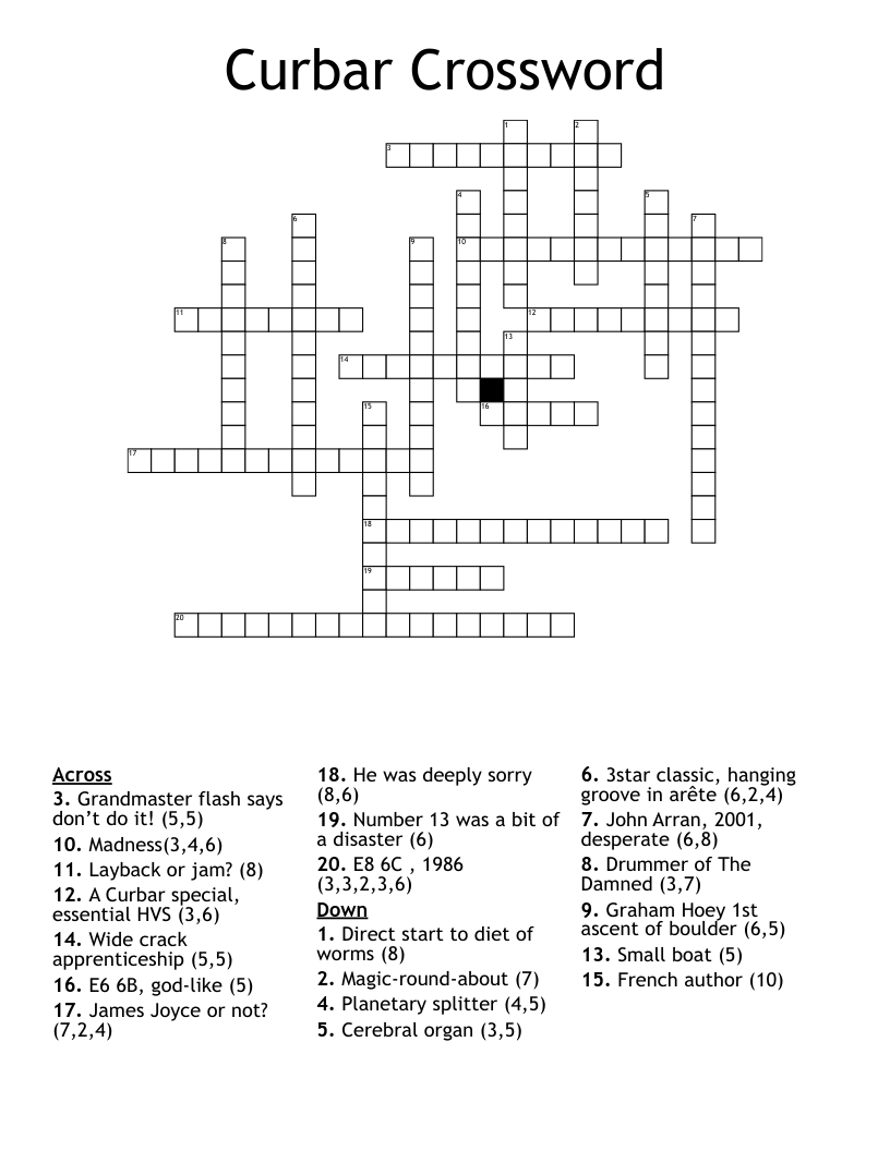 Curbar Crossword