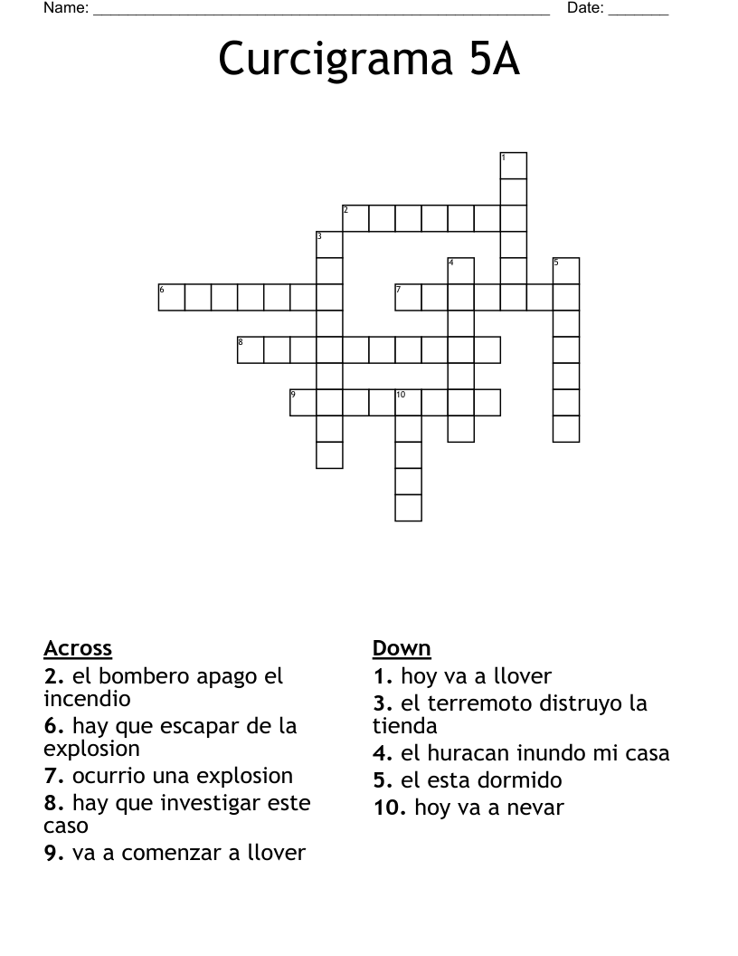 Curcigrama 5A Crossword