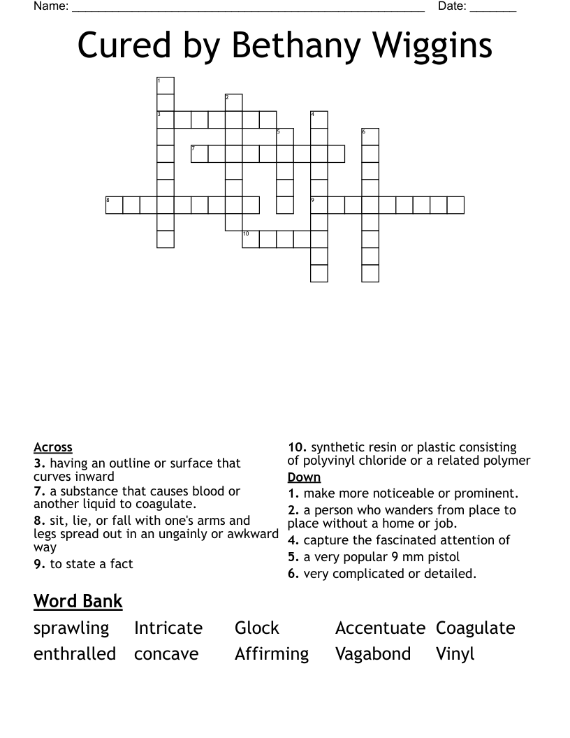Cured by Bethany Wiggins Crossword