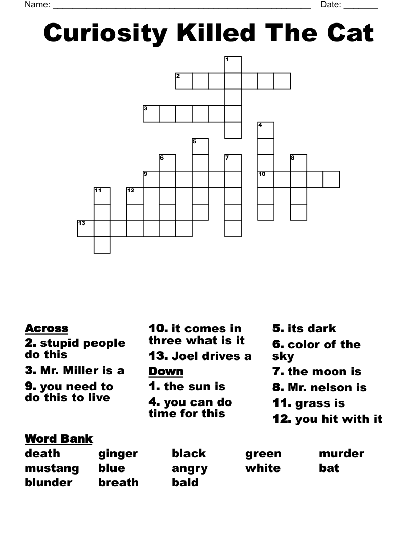 Curiosity Killed The Cat Crossword