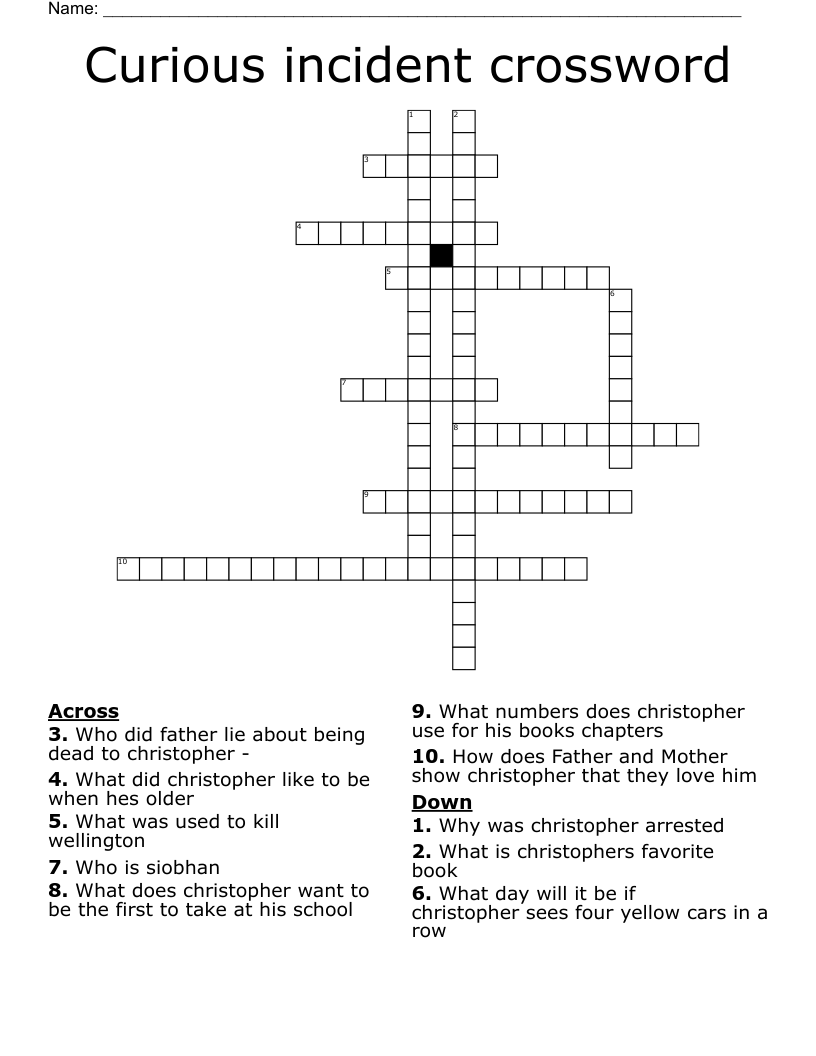 Curious incident crossword