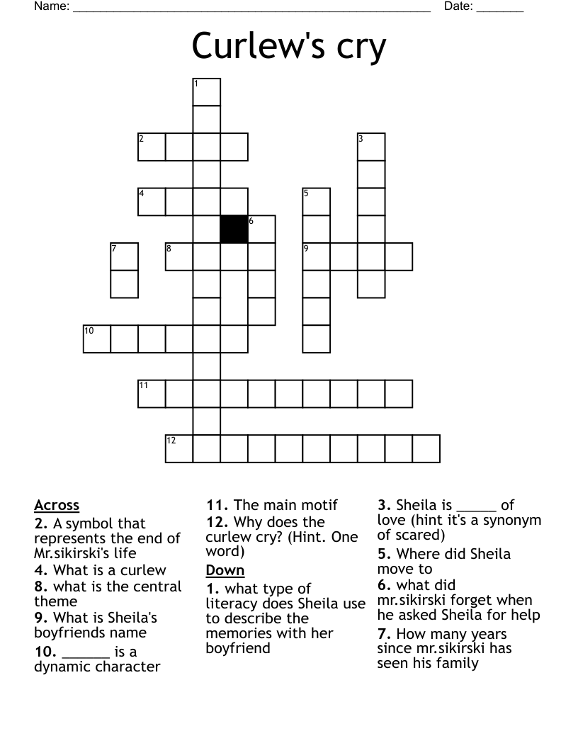 Curlew's cry Crossword